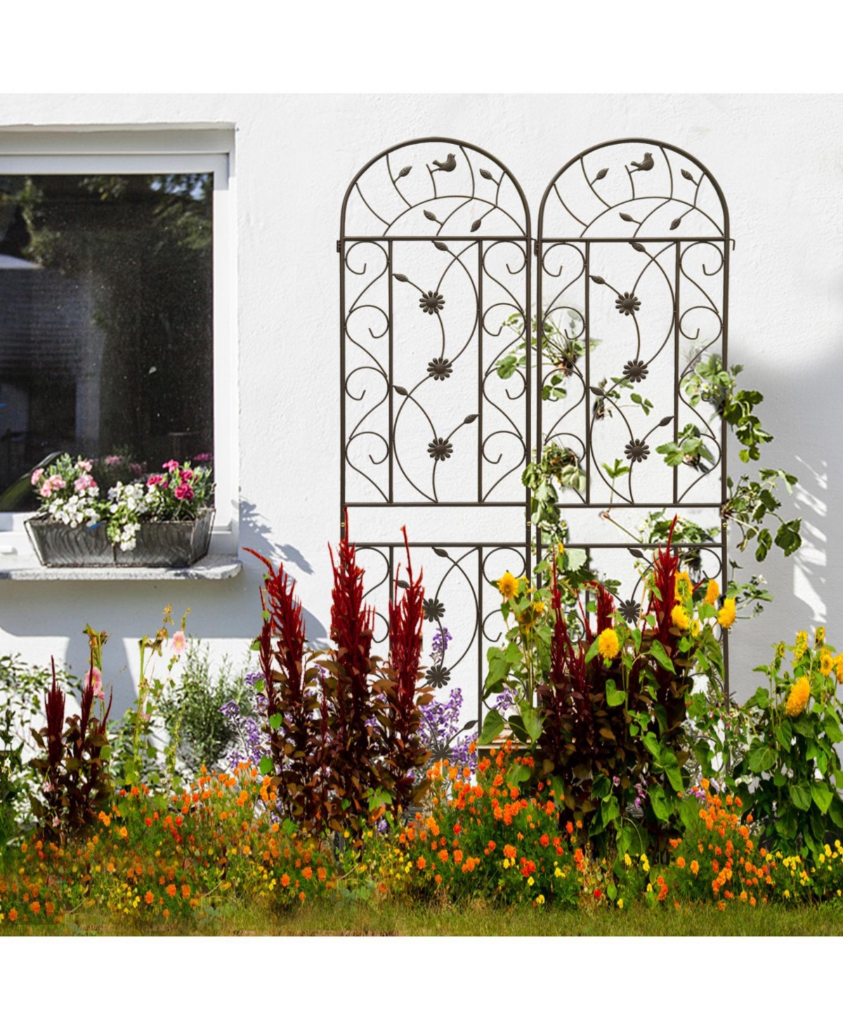 Streamdale Furniture 2 Pack Metal Garden Trellis 86.7" Climbing Plant Support