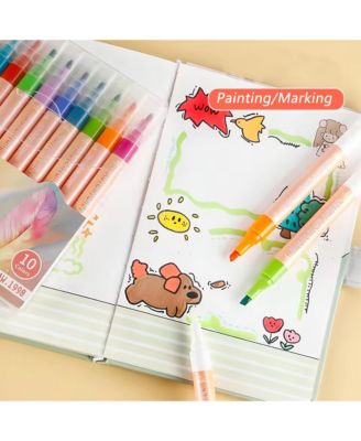 10 Colors Double-Head Colored Highlighter, Quick-Drying and Non-Bleeding for Meetings, Note-Taking, Office & School Supplies