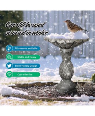 24.8 Inch Heigh Concrete Bird Bath with Pineapple Texture – birdbath Sturdy & Elegant Design, Vintage Freestanding Style