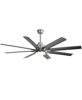 52-inch Modern Exquisite Sand Nickel 8-Blade Ceiling Fans with Adjustable Led Lights and Intelligent Remote Control