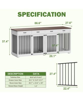 Dog Kennel Furniture with 4-Drawers and Dividers, Dog Cage Crates