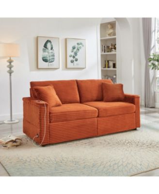Streamdale Comfortable Fluffy Corduroy Lazy Sofa with Storage, Super Soft Chaise Lounge