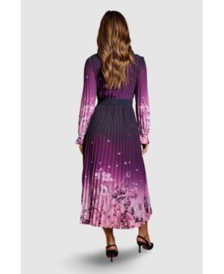 Women's Floral Corsage Wrap Georgette Dress