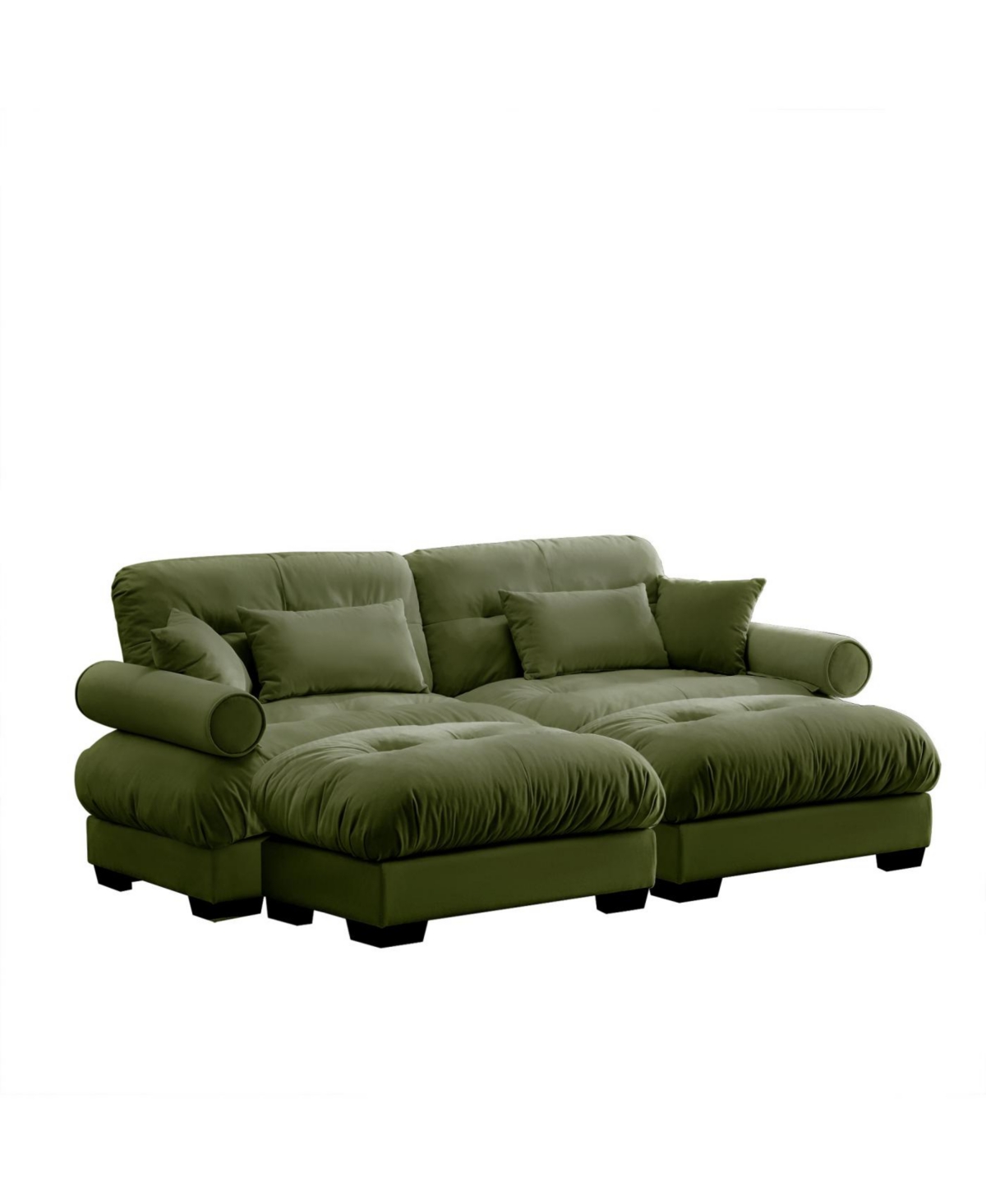 Streamdale Furniture Streamdale Oversized Modern Two-Seater Sofa with Ottoman, Velvet 2-Seater with Armrests & Pillows