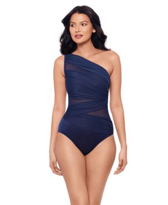 Women's Network Jena One-Shoulder Allover-Slimming One-Piece Swimsuit