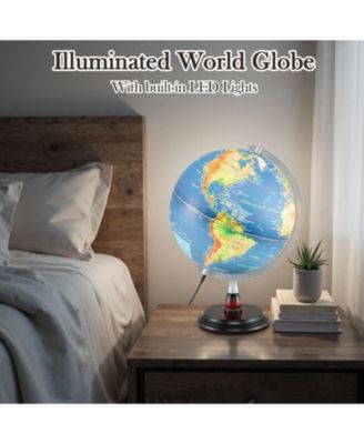 12 Inch Illuminated World Globe Antique Light up Globe Night Lamp