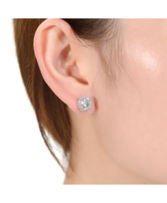Elegant Round Stud Earrings with Colored Round Cubic Zirconia
