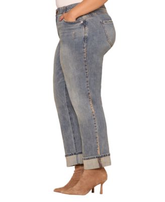 Plus Size Rolled-Cuff Boyfriend Jeans