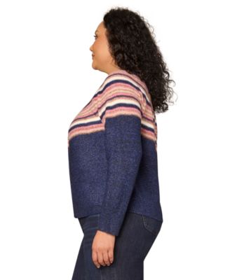 Plus Size Striped Round Neck Sweater