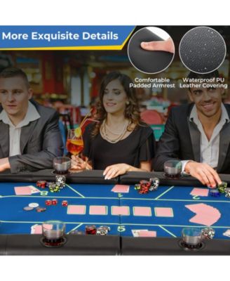 72 x 36 x 30.5 Inch Foldable Poker Table with 8 Cup Holders
