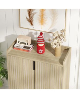 Shoe Cabinet with Doors,Natural 5 Tiers Shoe Storage Cabinet for Entryway, 25 Pairs Wooden Shoe Rack Cabinet