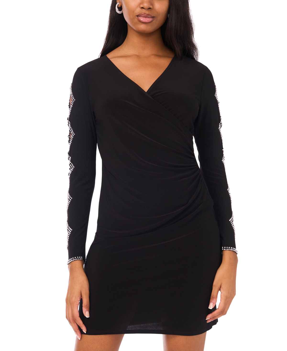 Msk Women's Faraj Sleeve Faux Wrap Dress