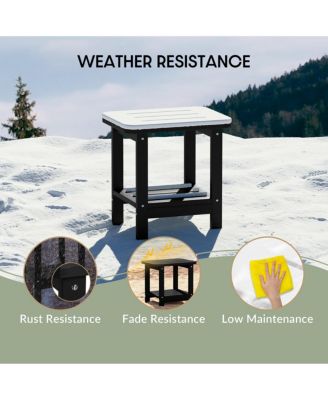 2-Tier Outdoor HDPE Modern Adirondack Square Patio Side Table