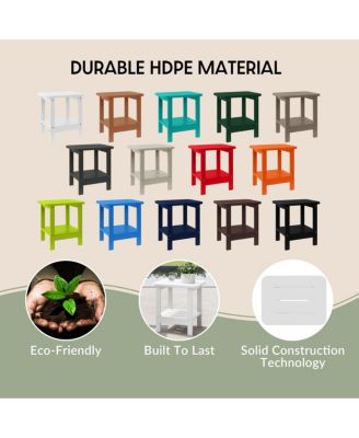 2-Tier Outdoor HDPE Modern Adirondack Square Patio Side Table