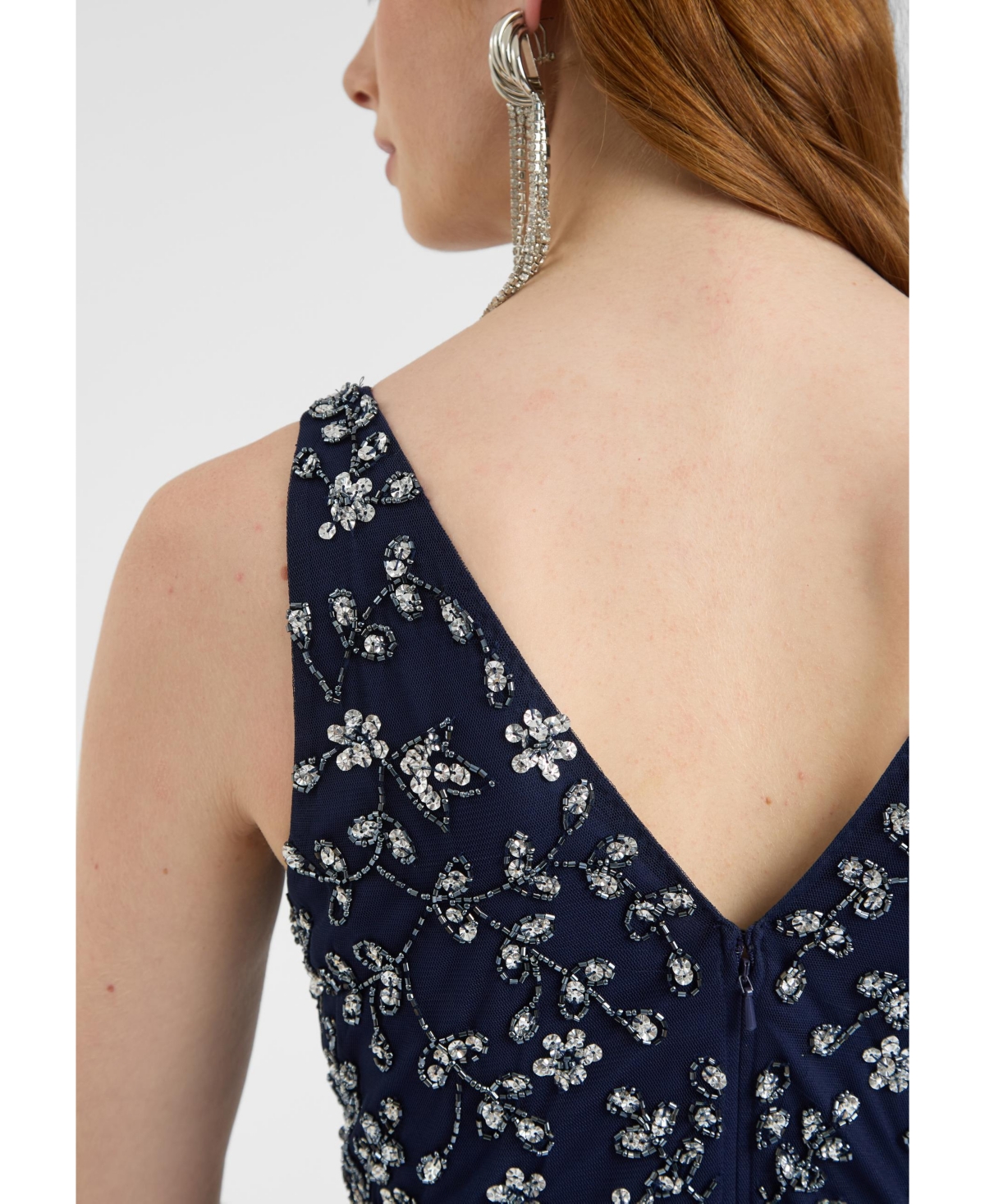 Beauut Women's Embellished Sequin Beaded Maxi Dress With Wrap Bottom