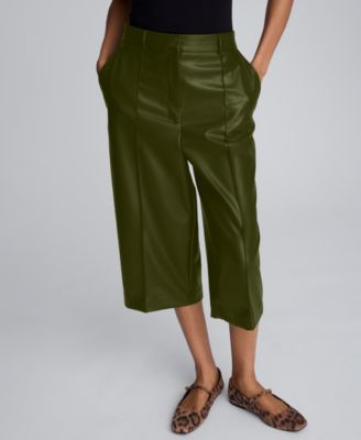 Women’s Faux Leather High Rise Pintuck Culotte
