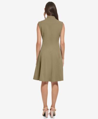 Women's Collared V-Neck Knee-Length Dress