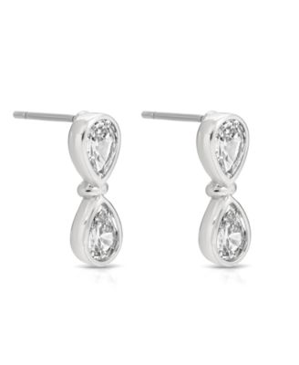 Silver Plated Infinity Crystal Stud Earrings
