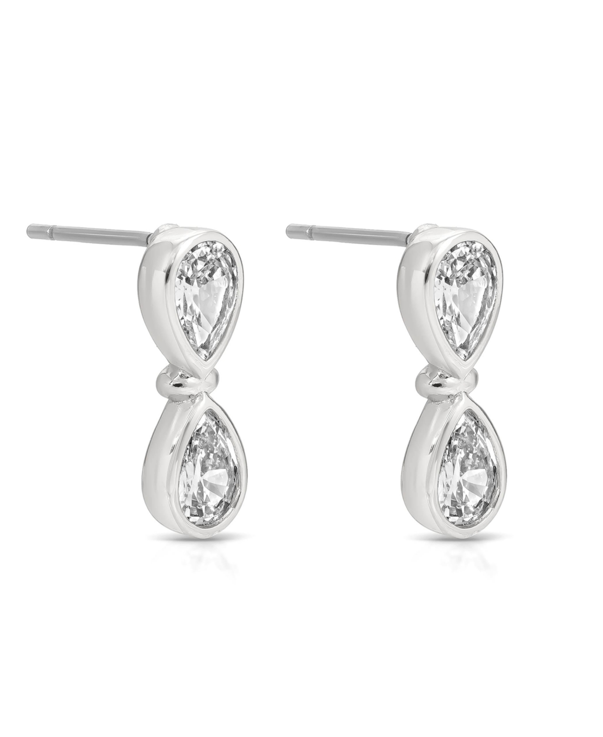 Ettika Silver Plated Infinity Crystal Stud Earrings