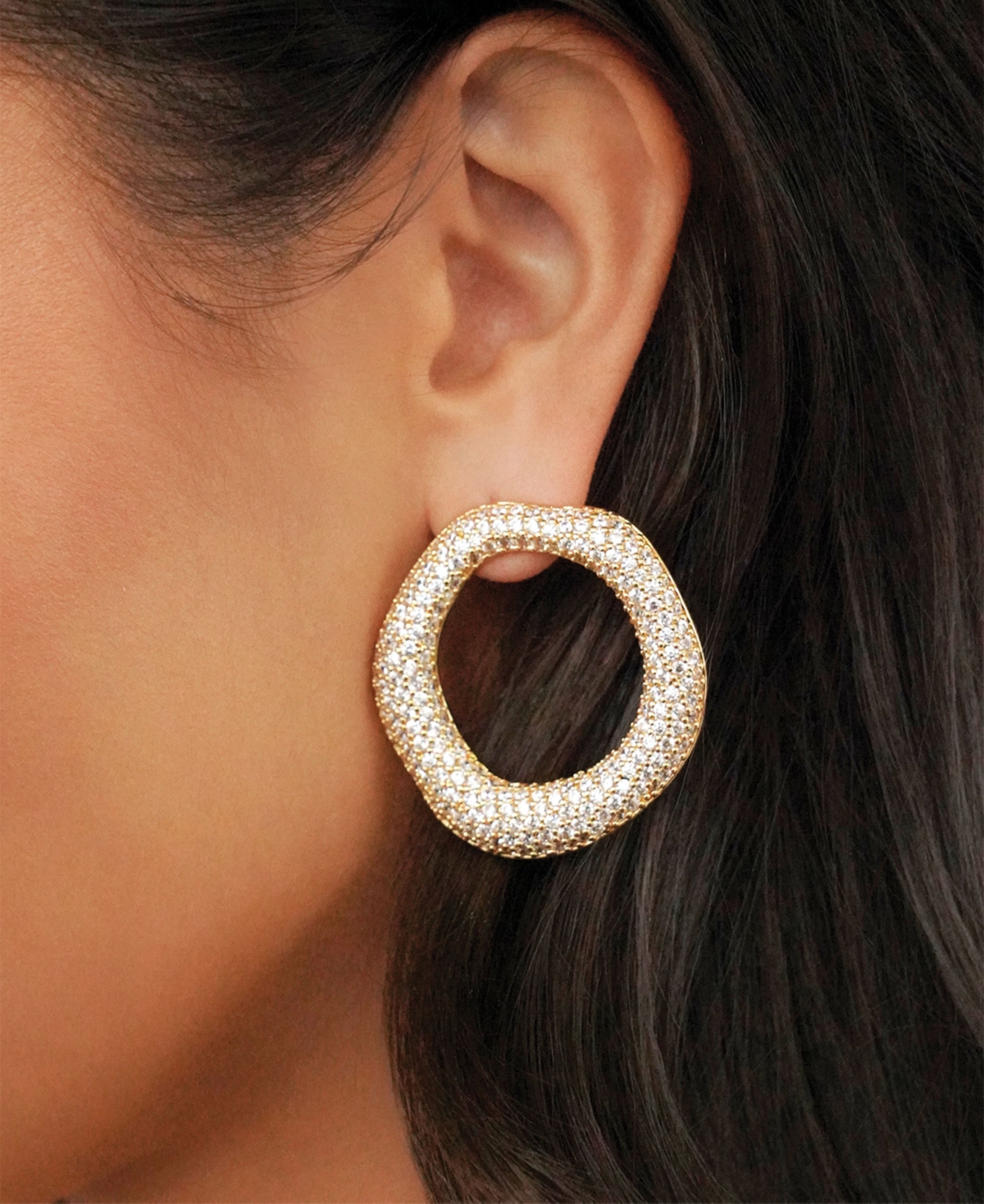 Ettika Open Circle Pave Earrings