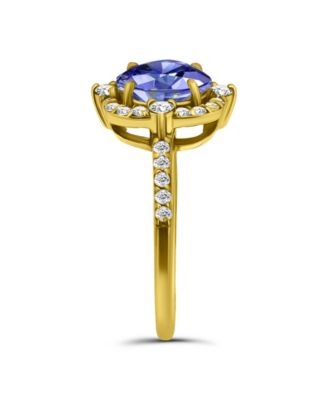 Tanzanite Cubic Zirconia Fancy Halo Ring
