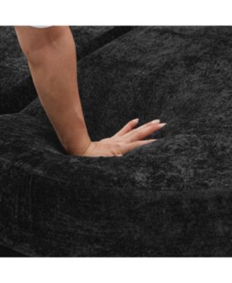 Streamdale Full-Compressed Chaise Sofa 80" Curved Boneless Couch with Cup Holders, Black