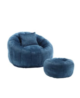 Modern Bean Bag Chair with Ottoman for Adults