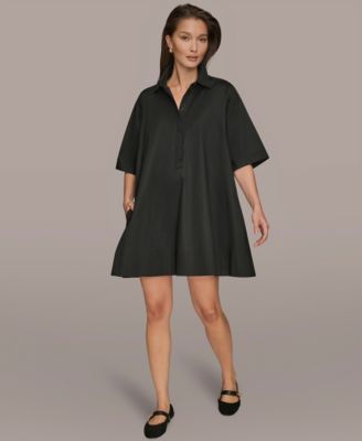 Women's Elbow-Sleeve Hidden Placket Dress