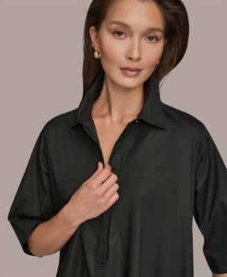 Women's Elbow-Sleeve Hidden Placket Dress