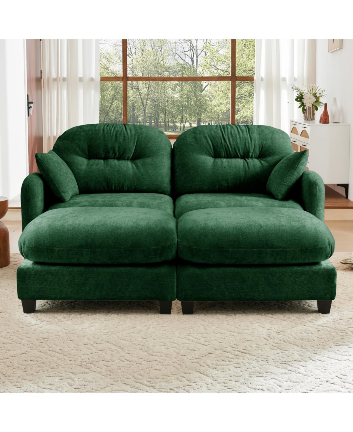 Streamdale Furniture Streamdale Cloud Sectional Couch - Premium Chenille, Tufted, High-Density Foam, Green