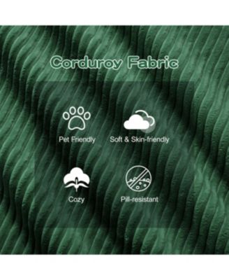  Modern U-Shaped Corduroy Sectional Sofa, 4-Seater Couch with Ottomans, Green