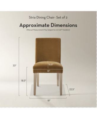 Stria Dining Chair Set of 2 – Upholstered in Soft Chenille with Solid Oak Legs