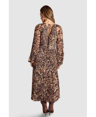 Women's Long Sleeve Chiffon Wrap Midi Dress