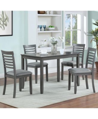 5-Piece Modern Dining Set with Rectangular Wood Table and 4 Upholstered Chairs
