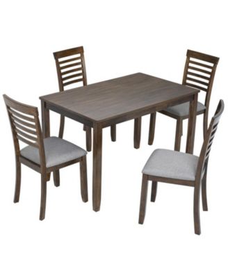 5-Piece Modern Dining Set with Rectangular Wood Table and 4 Upholstered Chairs