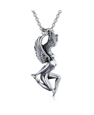  Angel Goddess Wings Pendant Necklace Antiqued Sterling Silver