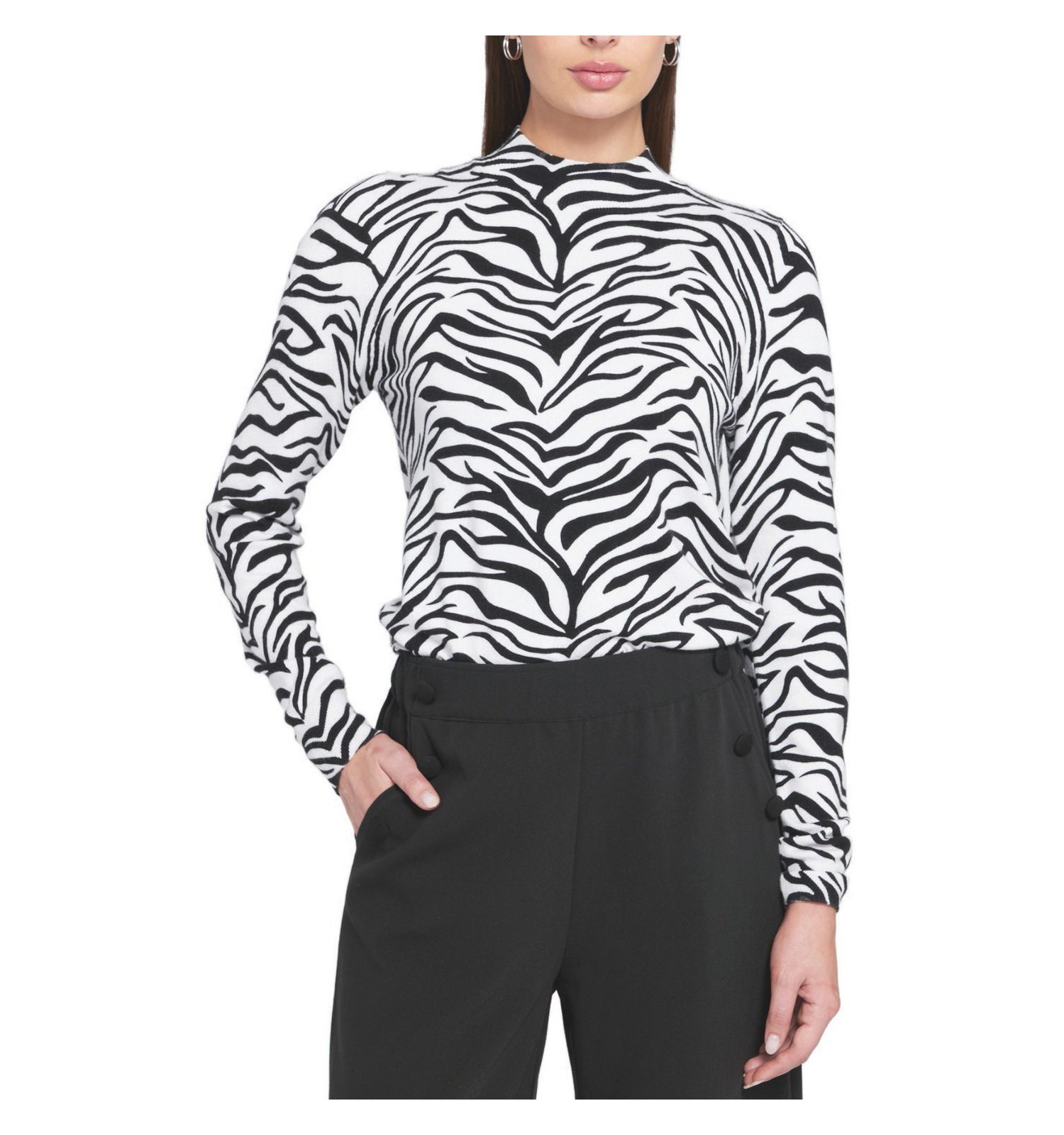 Women's Zebra Printed Feather Weight Top Animal Print Sweater