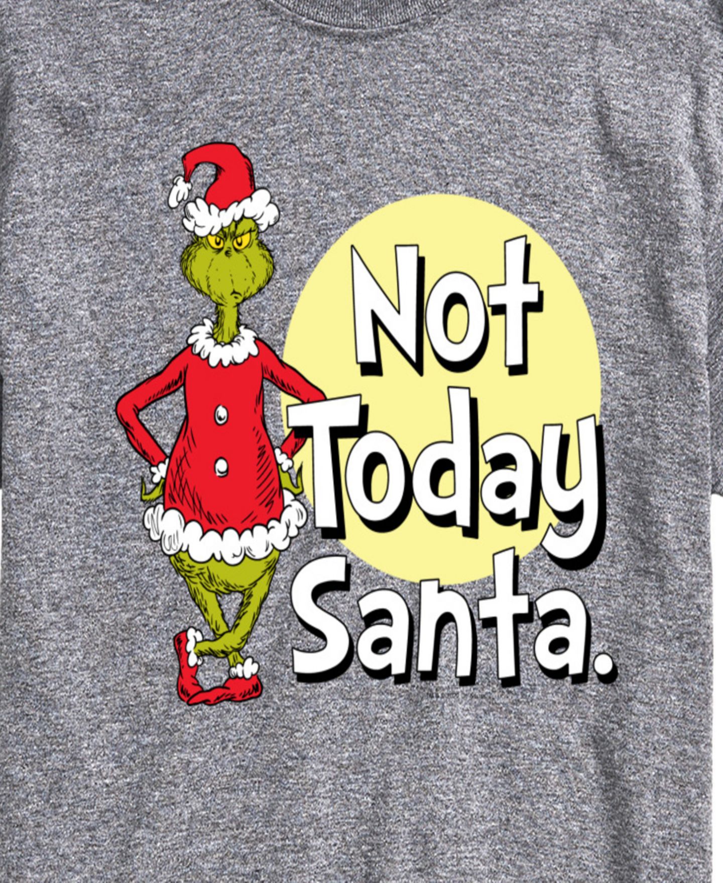 Мужская футболка AIRWAVES The Grinch Not Today Santa Short-Sleeve Graphic, цвет: Серый меланжевый — фото 3