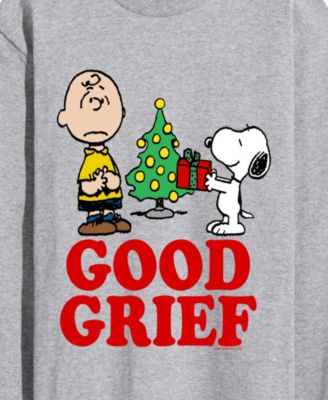 Men's Peanuts Good Grief Charlie and Snoopy Christmas Presents Graphic Long-Sleeve T-Shirt
