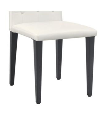 Streamdale 4-pack white PU dining chairs, ergonomic buckle backrest, black metal legs