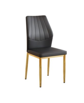 Streamdale Set of 4 Black Dining Chairs, 37" High, Ergonomic PU Backrest