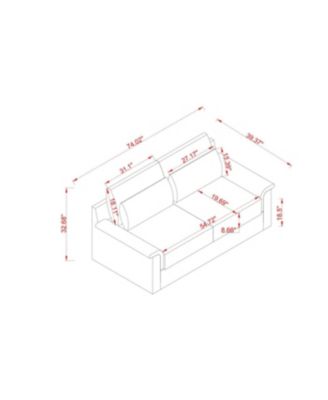 Corduroy Loveseat Sofa with Pillow Top Arms & 2 Accent Pillows