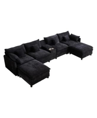 Streamdale 148-inch seven-piece sofa set with console, coffee table & 6 pillows