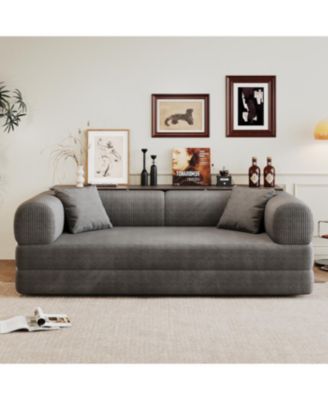 Streamdale Corduroy Compression Sofa Bed with Pillow Back Support, Grey