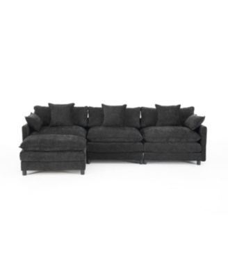 Streamdale Modern L-Shaped Cloud Couch with Ottoman - 4-Seat Chenille Sofa