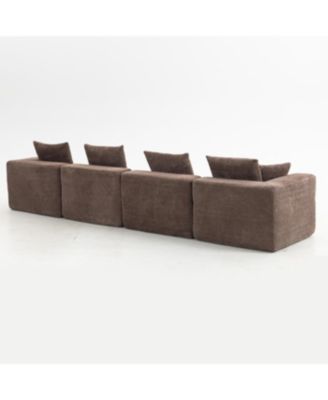 Modular Sectional Sofa, Full-Foam, Textured Brown Upholstery,