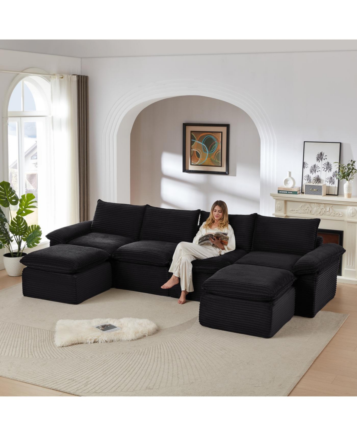 Streamdale Furniture Streamdale Modern corduroy cloud sofa
