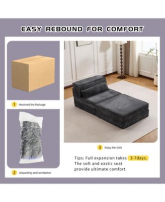 Compression Sofa, Convertible Floor Sofa Bed, Modular Sectional, Dark Grey