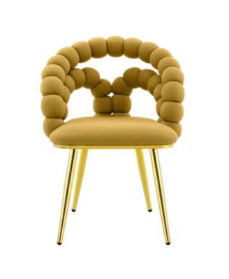 Streamdale Set of 2 Yellow Velvet Dining Chairs with Gold Legs