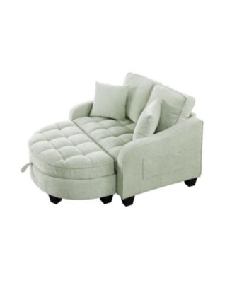 Streamdale Two-seater sofa with storage chaise and throw pillows - Cyan